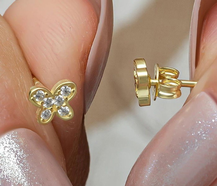 Heliophilia Silver Pendientes de Plata de Ley 925 con Recubrimiento de Oro y Circón